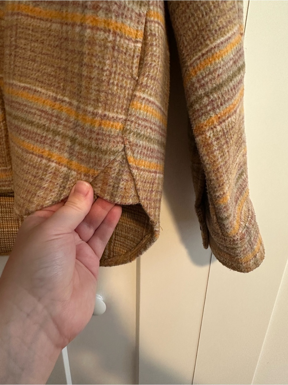 Mystree Plaid Shacket Jacket in Brown and Mustard - Picture 4 of 6